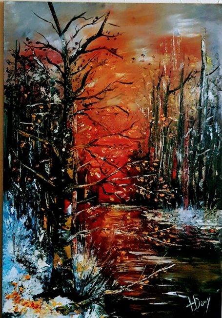 Le ruisseau en hiver 38x55 cm