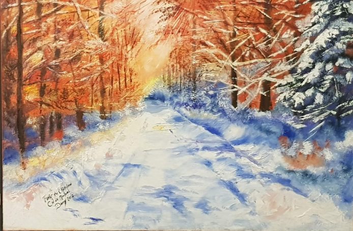 Chemin du Châtelard 46x61 cm - Huile