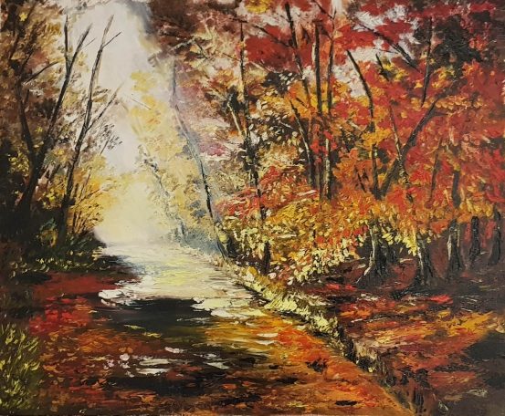 Chemin automnale 54x65 cm - Huile Vendu