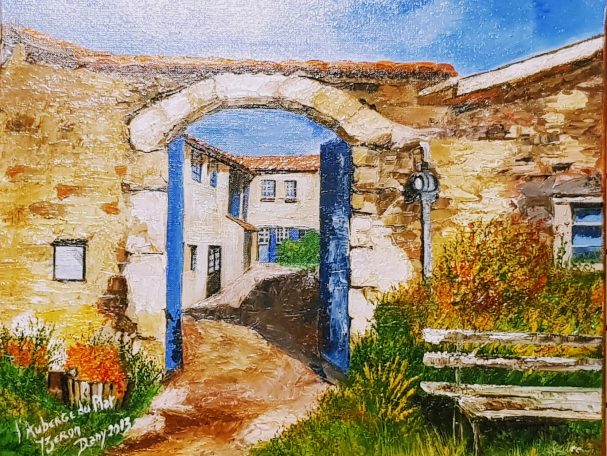 La ferme du plat / Yzeron 41x33 cm - Huile Huile