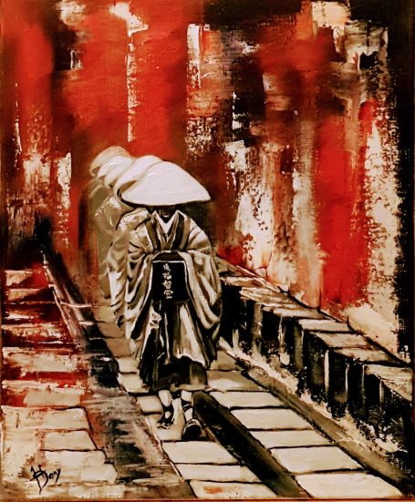 Procession - 39x46 cm - Huile