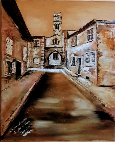 Grézieu la Varenne 38x46 cm - Huile Cette œuvre à fait l'objet du expo pour les 100 ans de Grézieu la Varenne