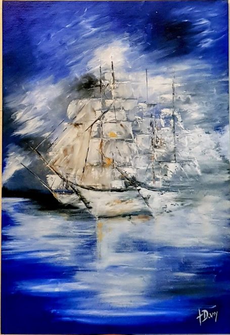 les bateaux de Samos 38x55 cm - Huile