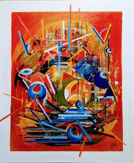 Abstract 4 - 54X65 cm Composition abstraite colorée avec des formes géométriques et des lignes dynamiques.