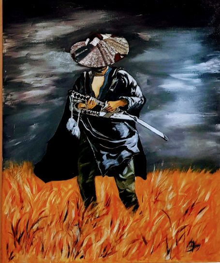 Un Samourai - 38x46 cm - Huile